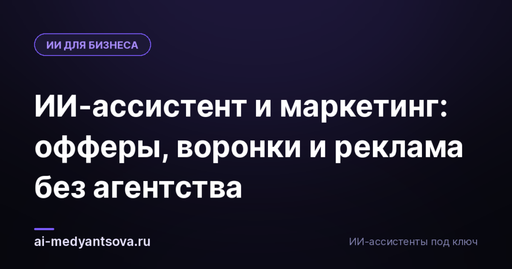 ИИ-ассистент и маркетинг: офферы, воронки и реклама без агентства