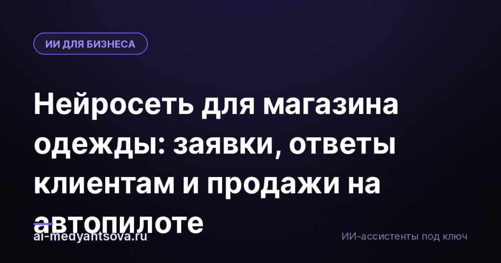 Нейросеть для магазина одежды: заявки, ответы клиентам и продажи на автопилоте