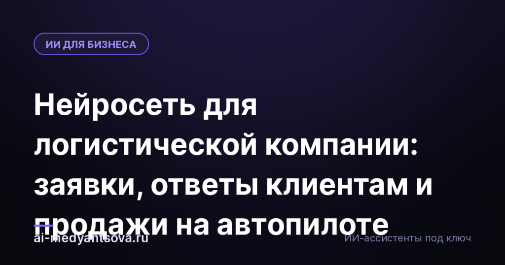 Нейросеть для логистической компании: заявки, ответы клиентам и продажи на автопилоте