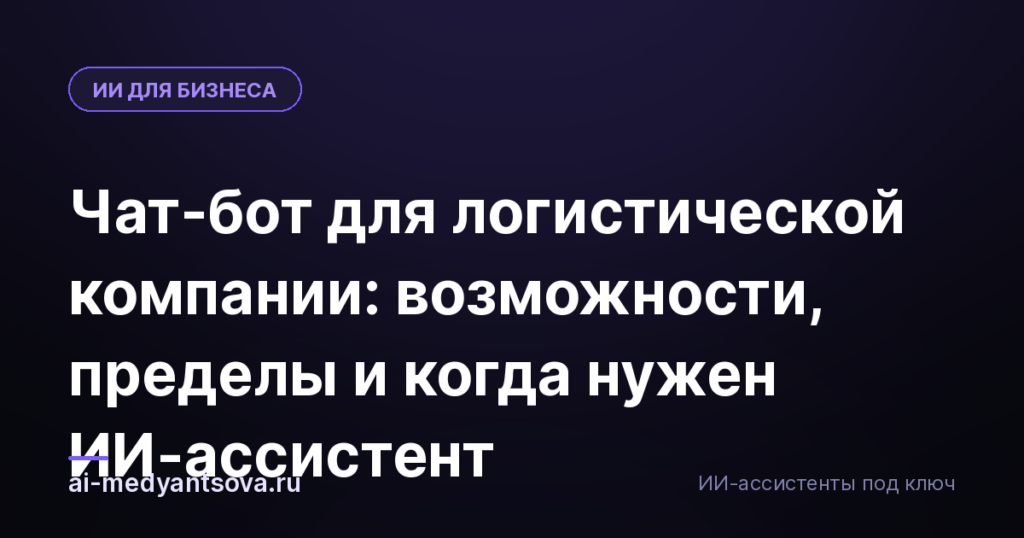 Чат-бот для логистической компании: возможности, пределы и когда нужен ИИ-ассистент