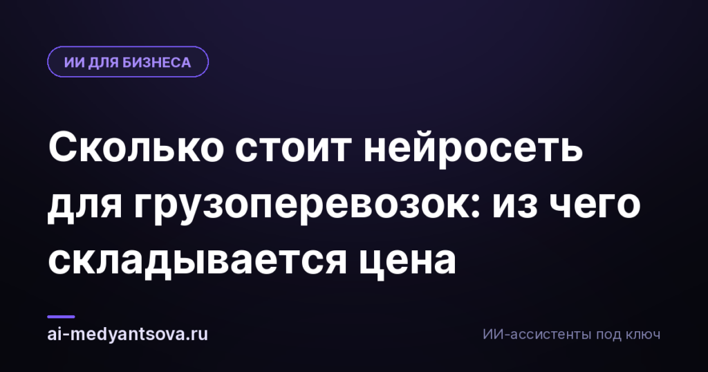 Сколько стоит нейросеть для грузоперевозок: из чего складывается цена