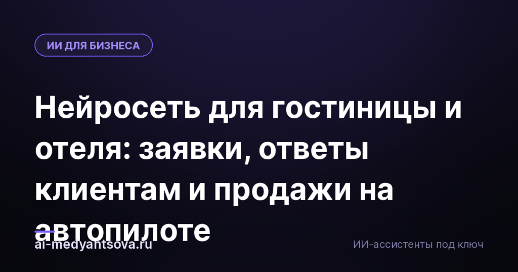 Нейросеть для гостиницы и отеля: заявки, ответы клиентам и продажи на автопилоте