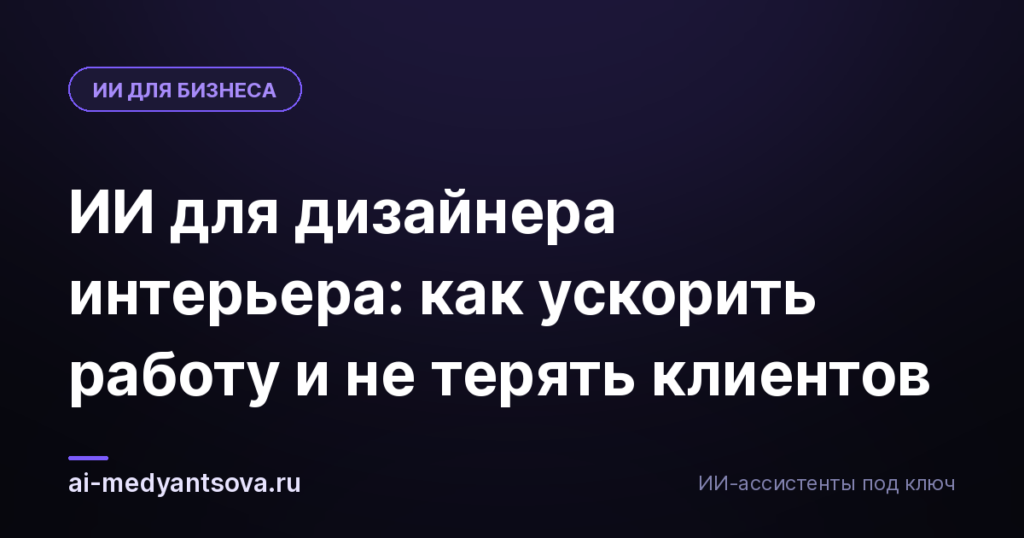 ИИ для дизайнера интерьера: как ускорить работу и не терять клиентов